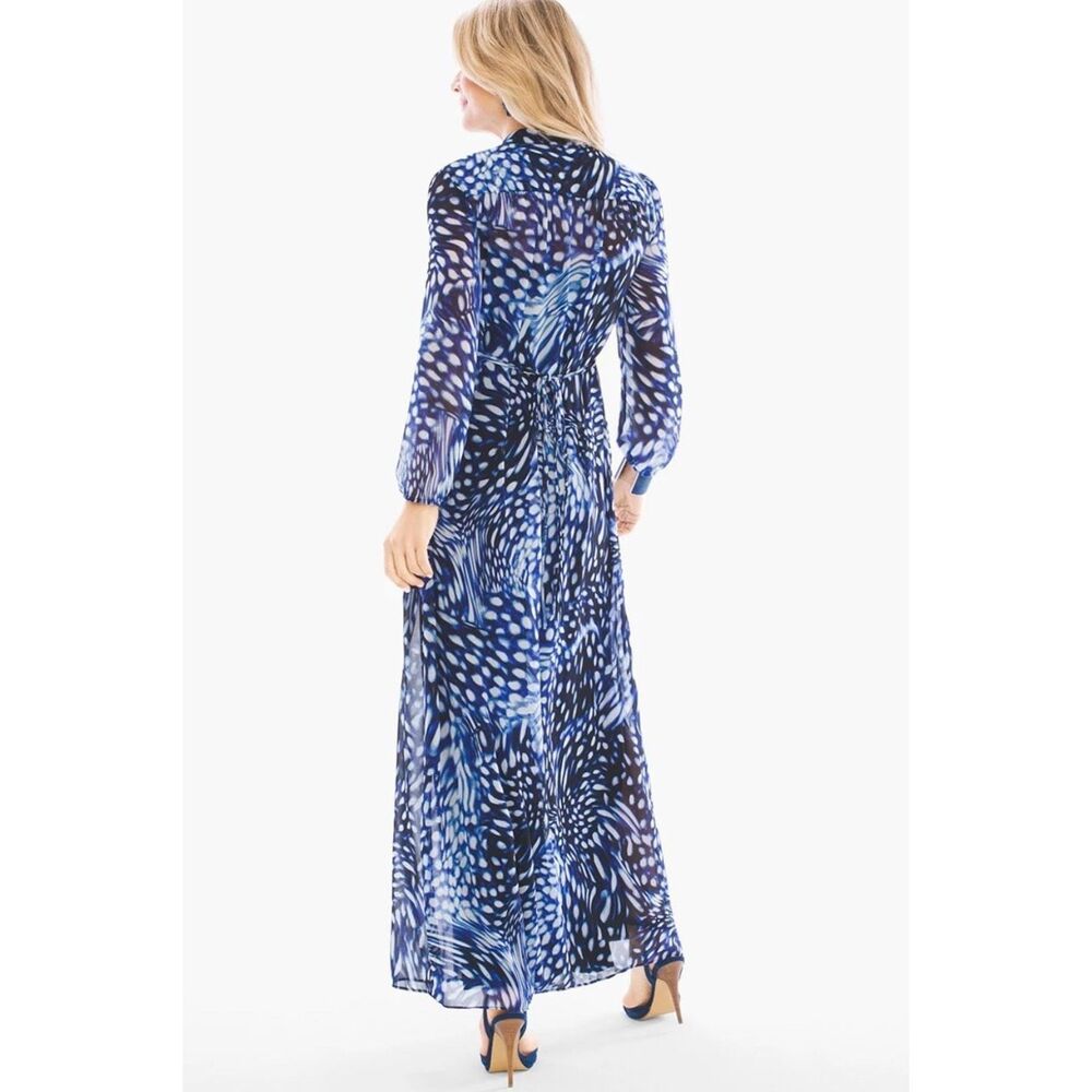 Chico’s Mosaic Peasant Maxi Dress |Blue Abstract … - image 2